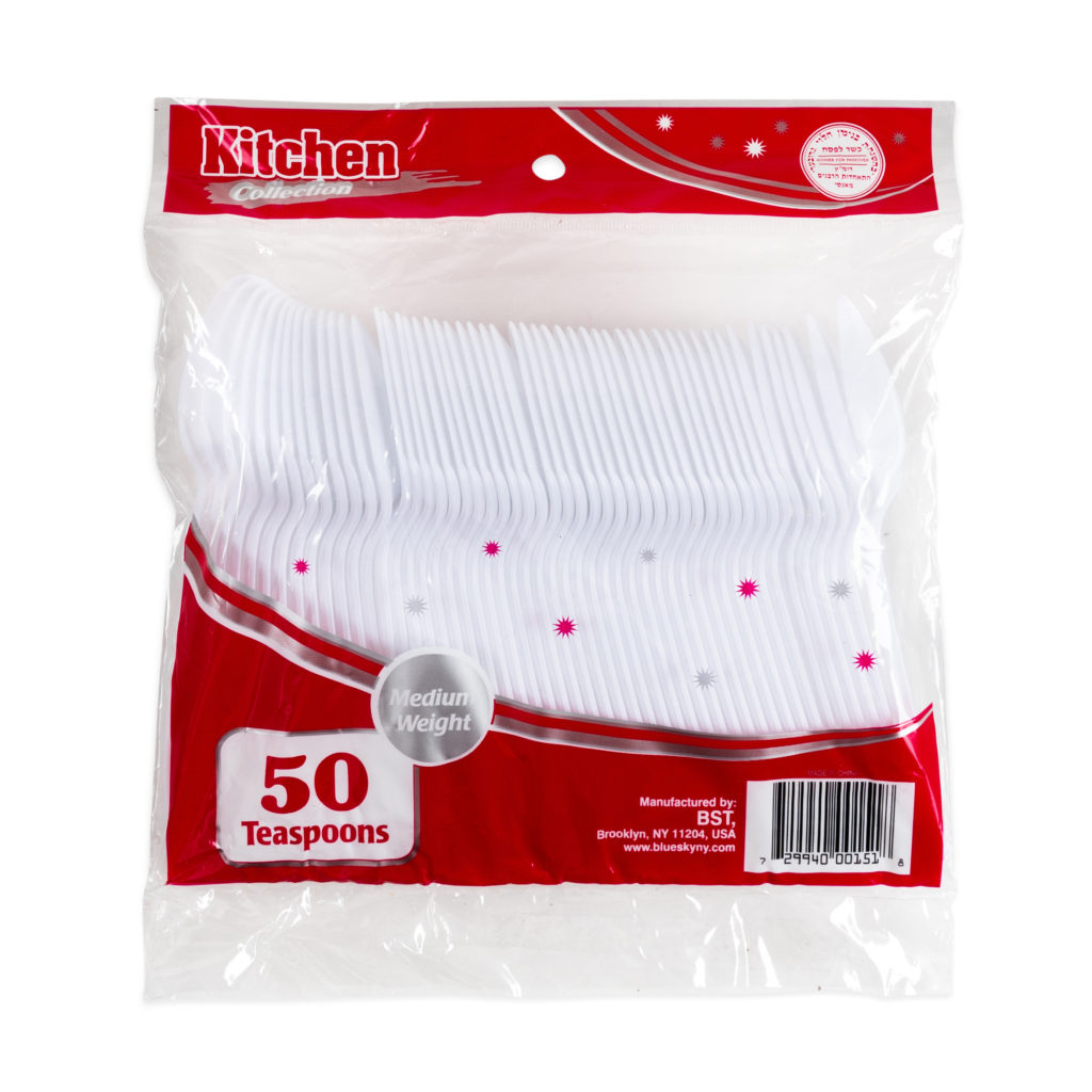 Basic Cutlery Collection, White Teaspoons Medium Weight (50 Count)