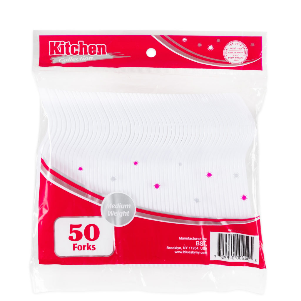 Basic Cutlery Collection, White Forks Medium Weight (50 Count)
