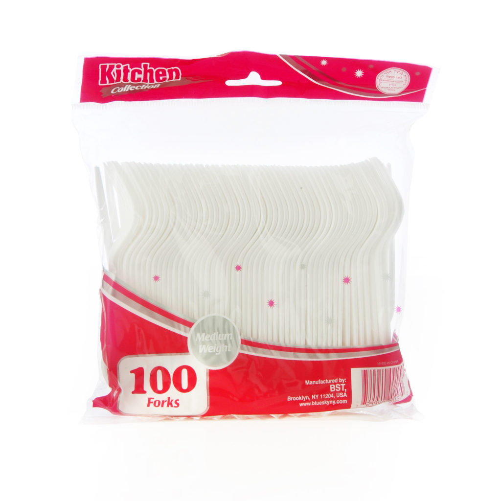 Basic Cutlery Collection, White Forks Medium Weight (100 Count)