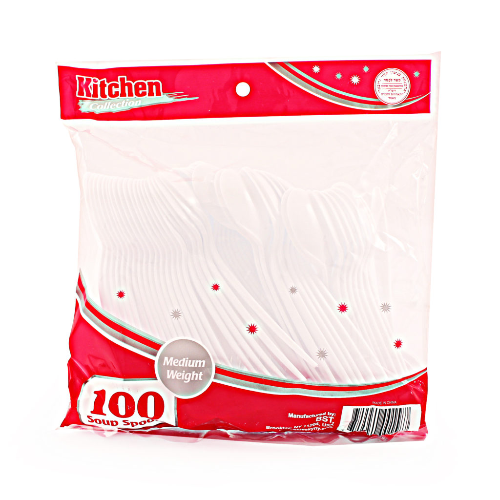 Basic Cutlery Collection, White Soup Spoons Medium Weight (100 Count)
