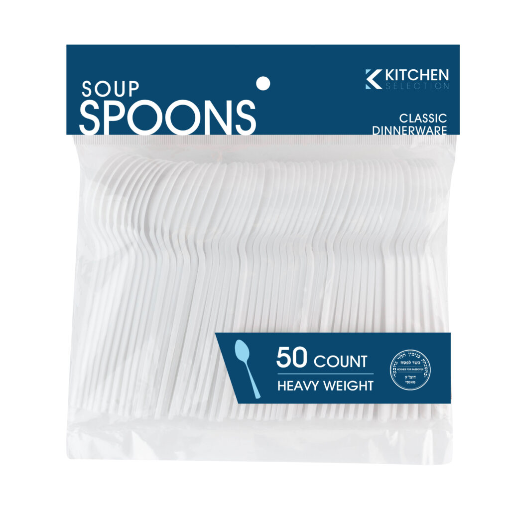 Basic Cutlery Collection, White Soup Spoons Heavy Weight (50 Count)