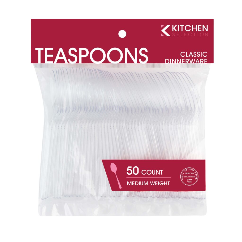 Basic Cutlery Collection, Clear Teaspoons Medium Weight (50 Count)