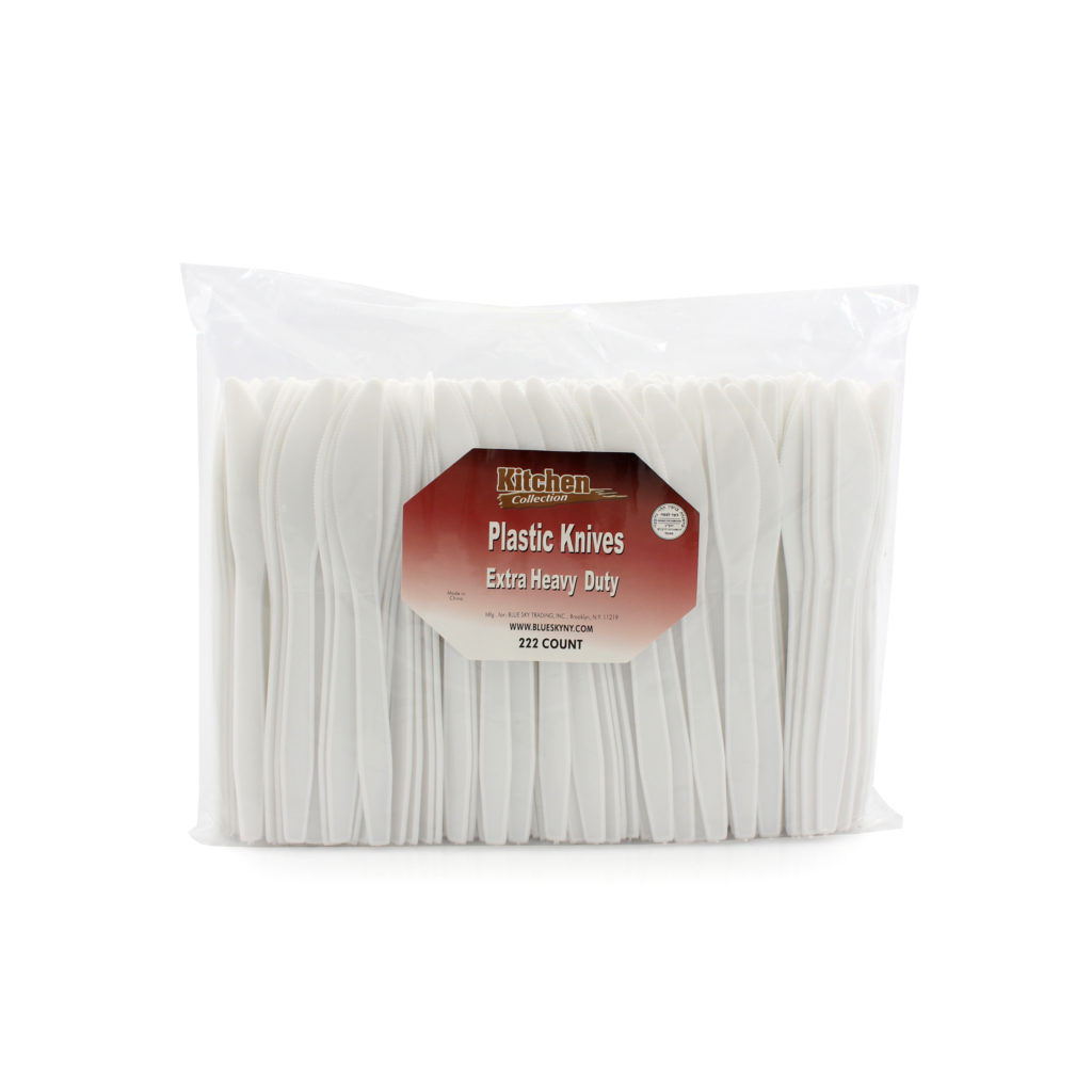 Basic Cutlery Collection, White Knives Medium Weight (222 Count)