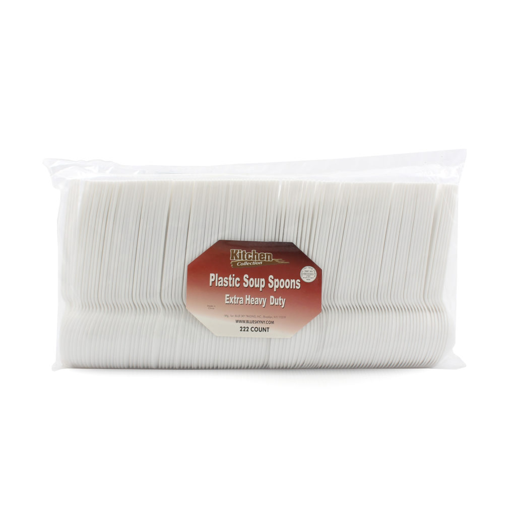 Basic Cutlery Collection, White Soup Spoons Medium Weight (222 Count)
