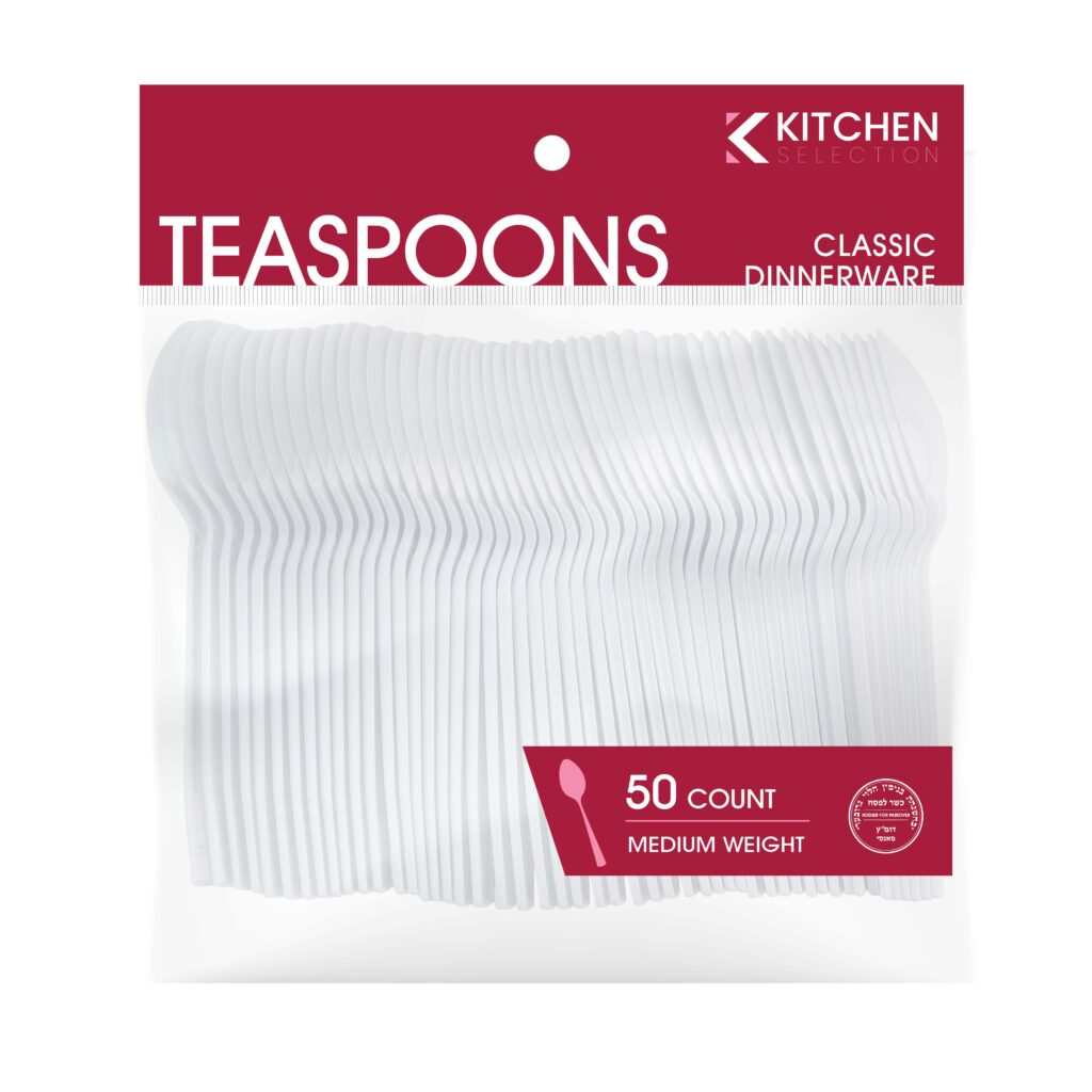 Basic Cutlery Collection, White Teaspoons Medium Weight (50 Count)
