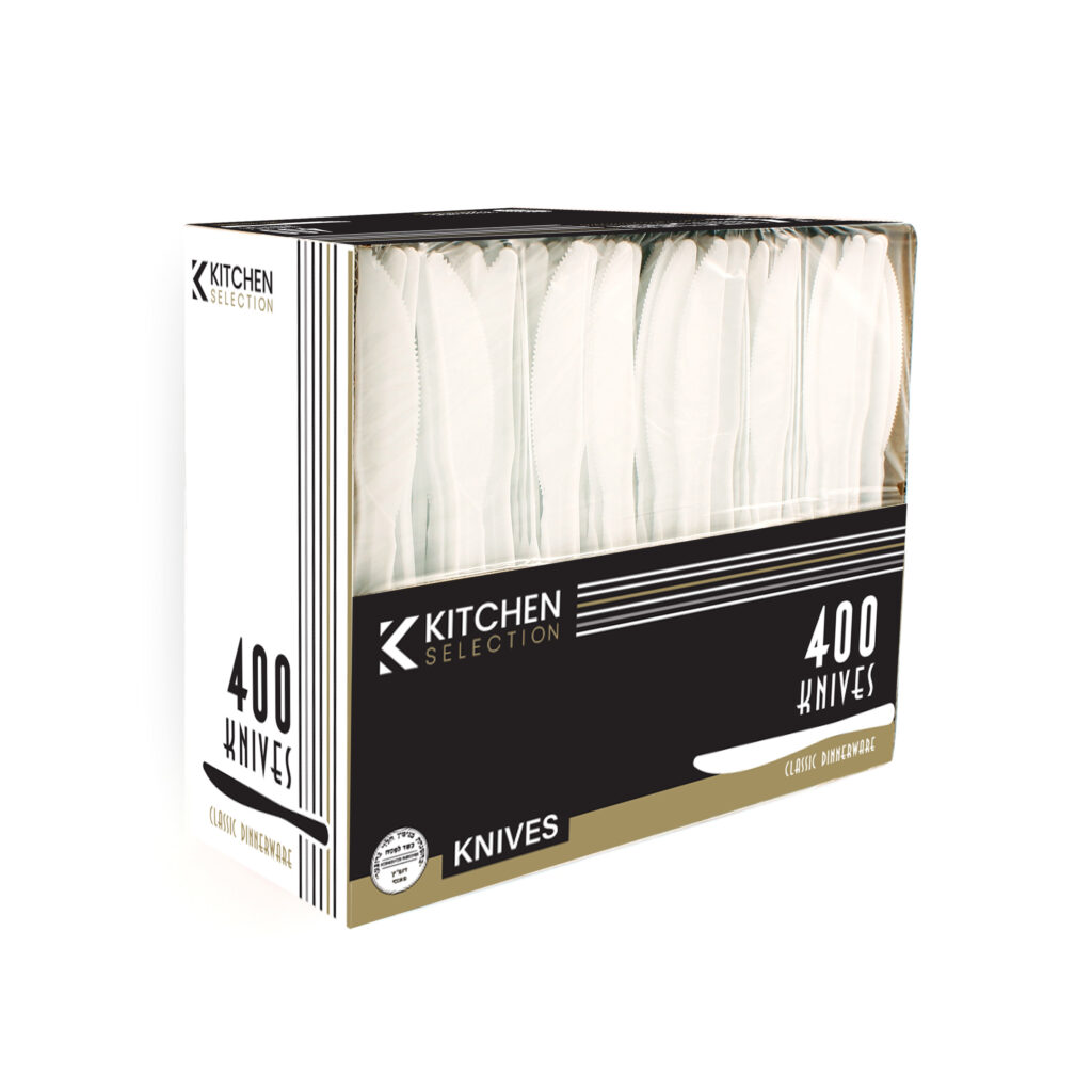 Basic Cutlery Collection, White Knives Medium Weight (400 Count)