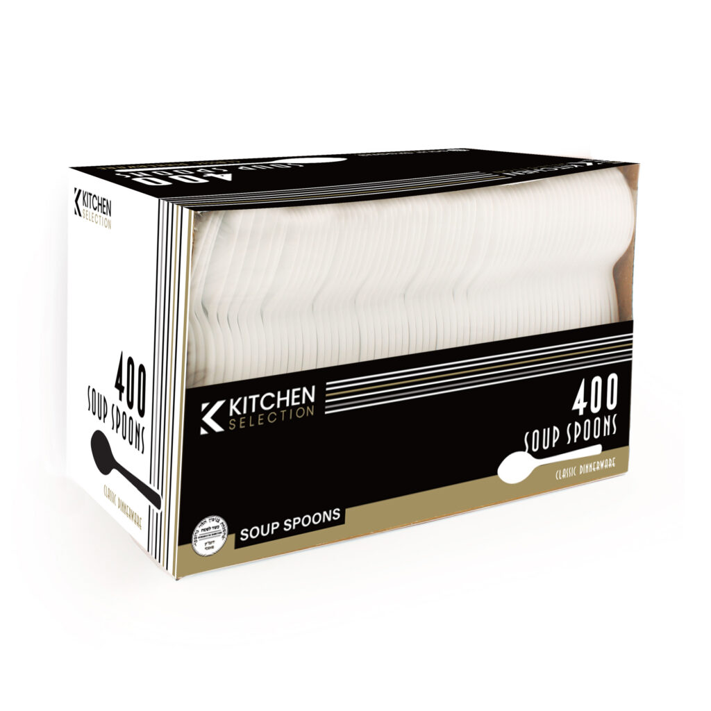Basic Cutlery Collection, White Soup Spoons Medium Weight (400 Count)