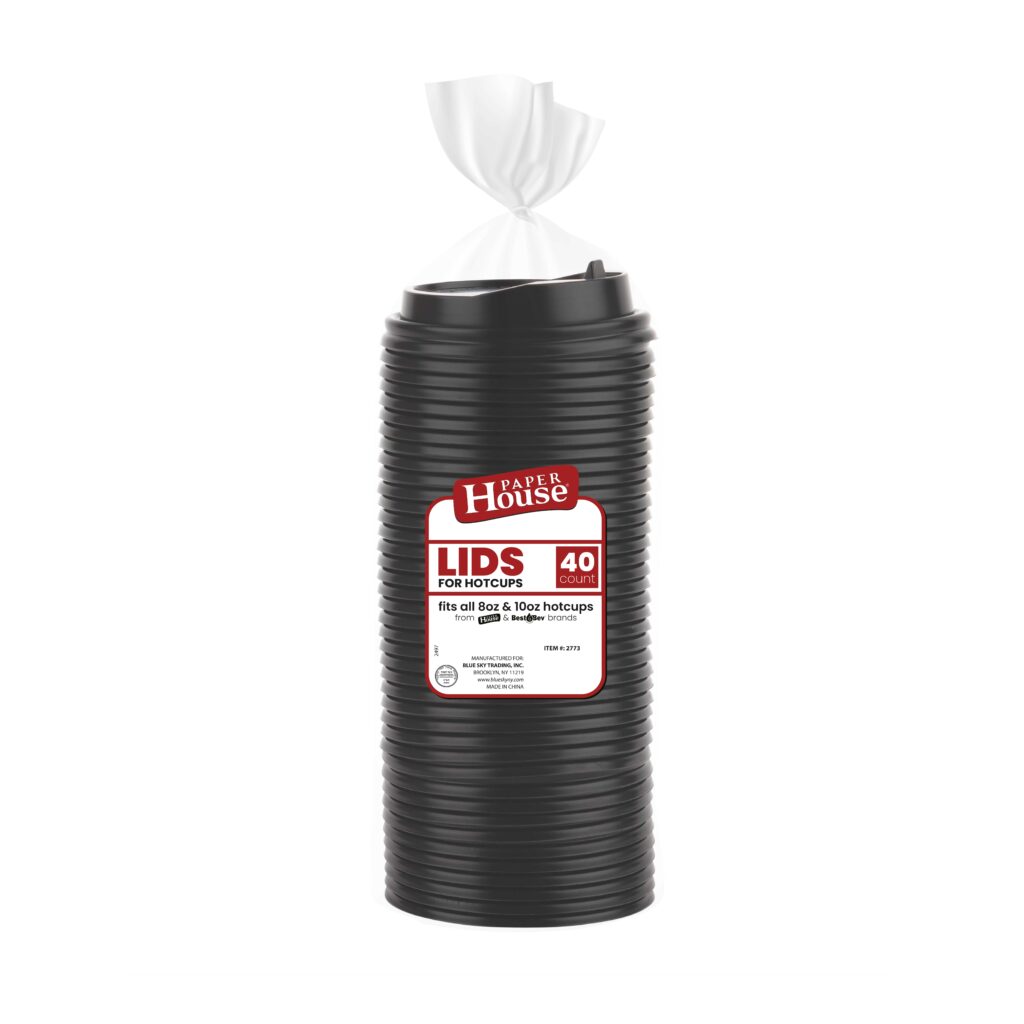 Lids for Paper Hot Cups Black 8 oz/10 oz (40 Count)