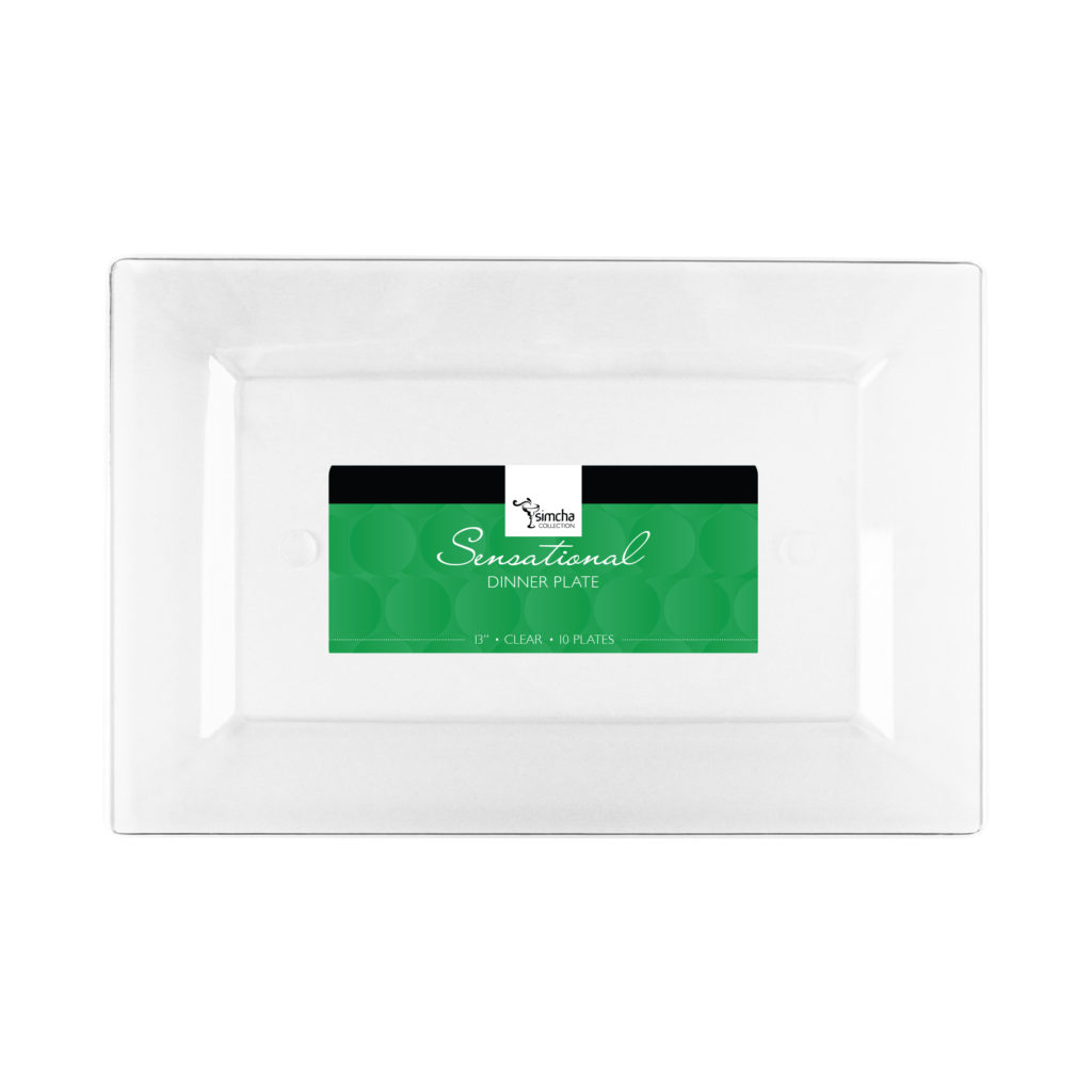 Splendid Collection Clear Rectangle 12.75" Dinner Plates (10 Count)