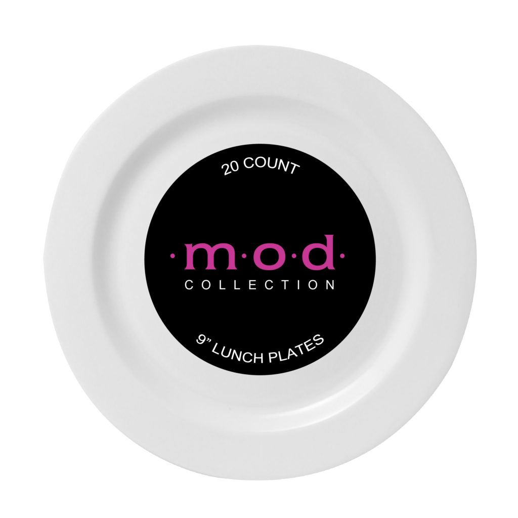Mod Round Collection 9" Round White Lunch Plates (20 Count)