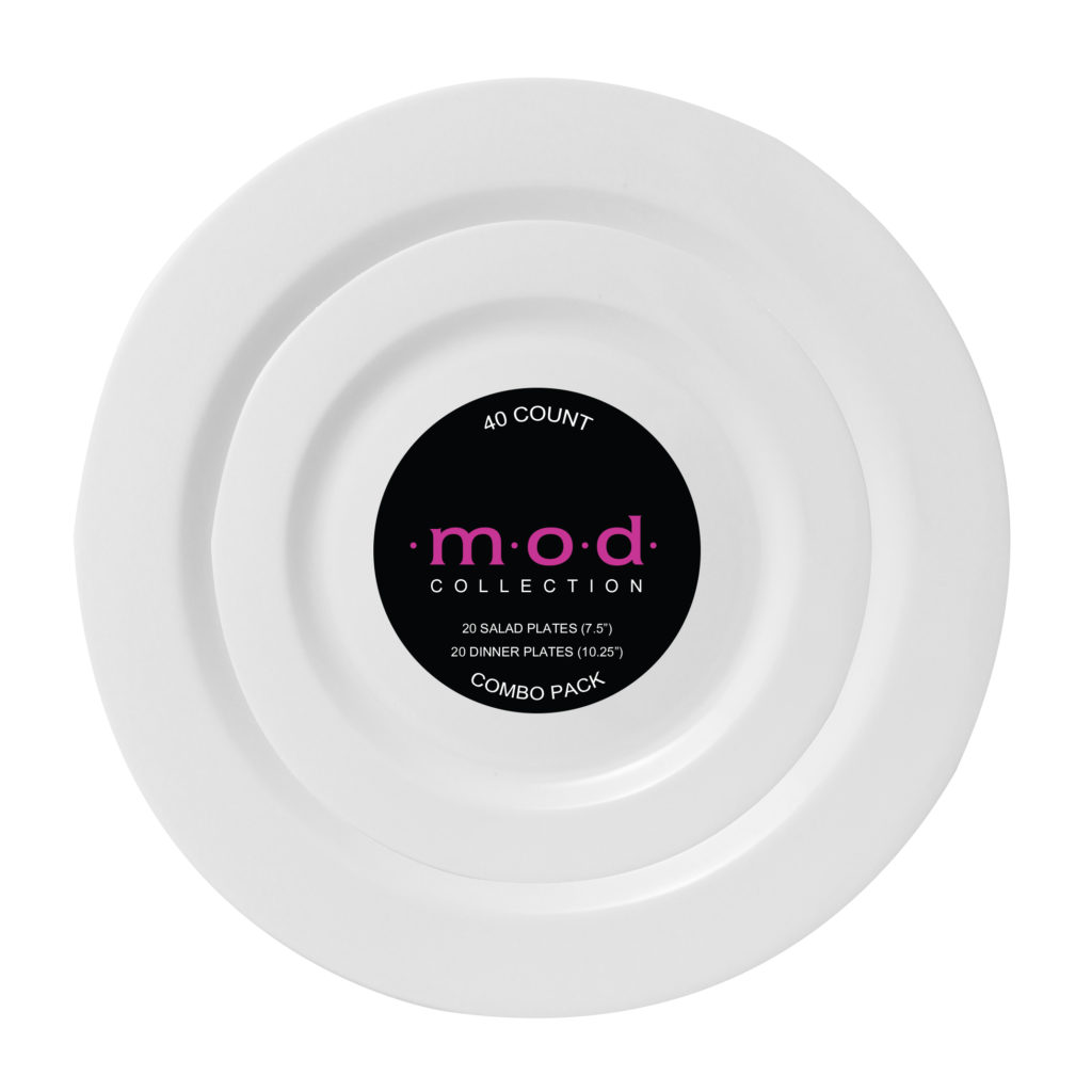 Mod Round Collection Combo Shrink White 7.5" & 10.25" Plates (40 Count)