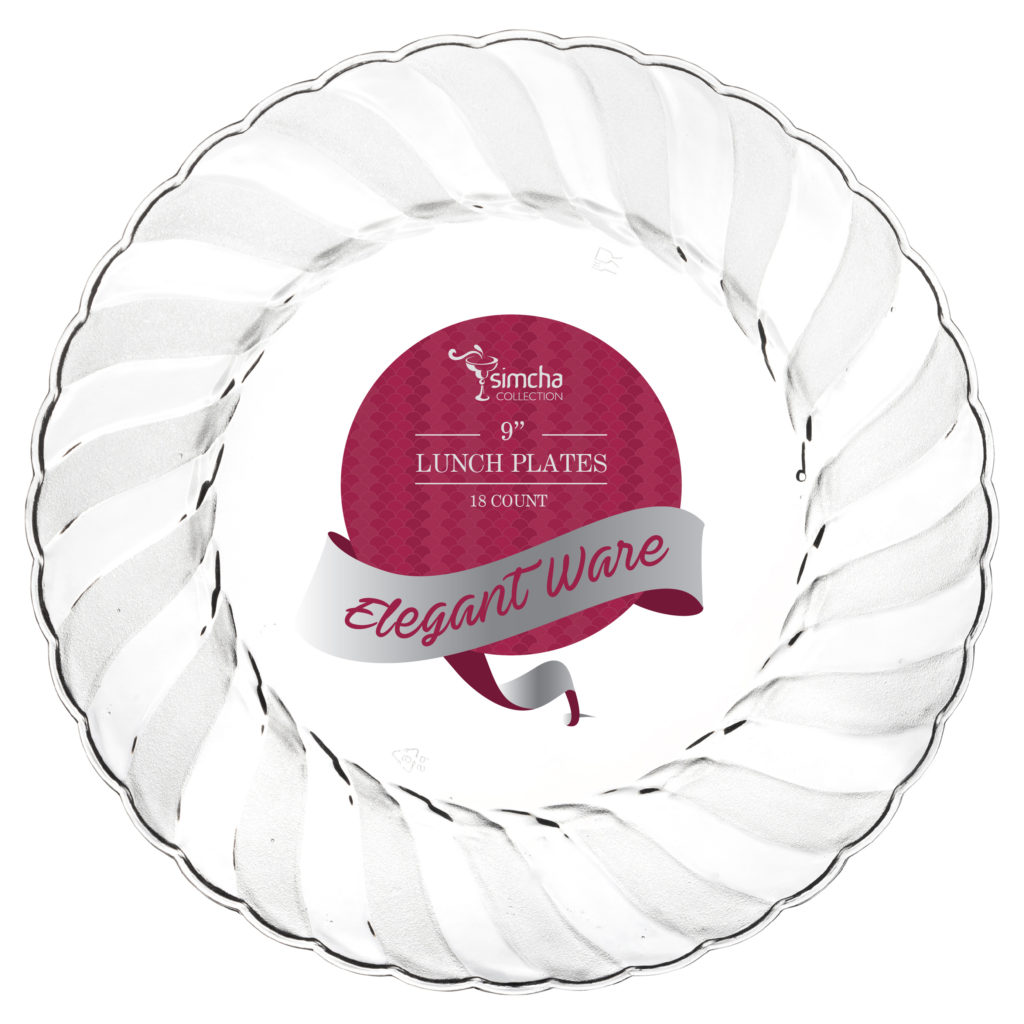 Elegant Ware Collection Clear 9" Lunch Plates (18 Count)
