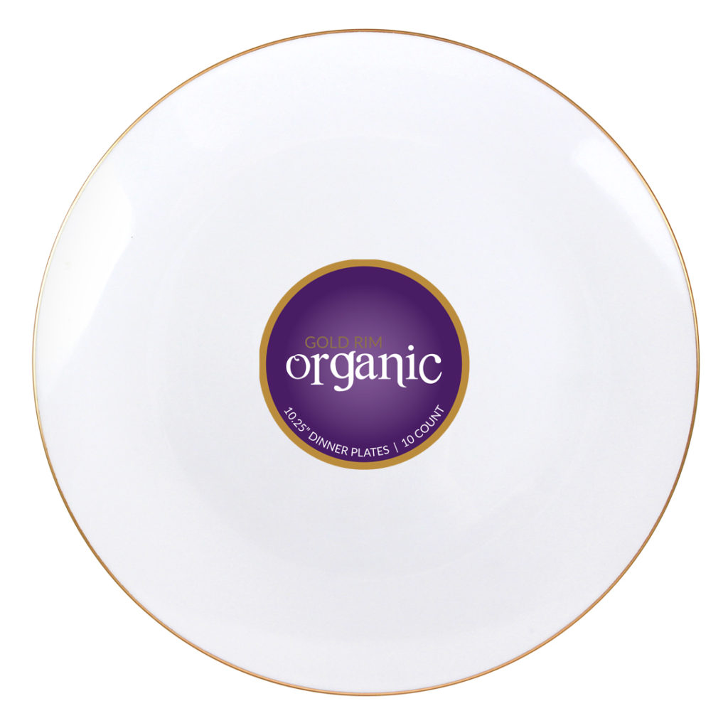 Organic 10" White/Gold Rim Plates (10 Count)
