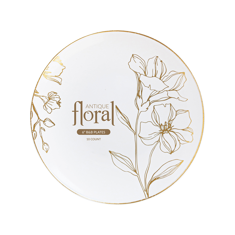 Antique Gold Floral B&B 6" Plates (10 count)