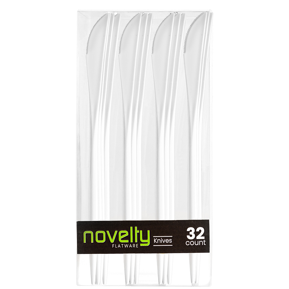 NOVELTY FLATWARE KNIVES WHITE 12/32CT