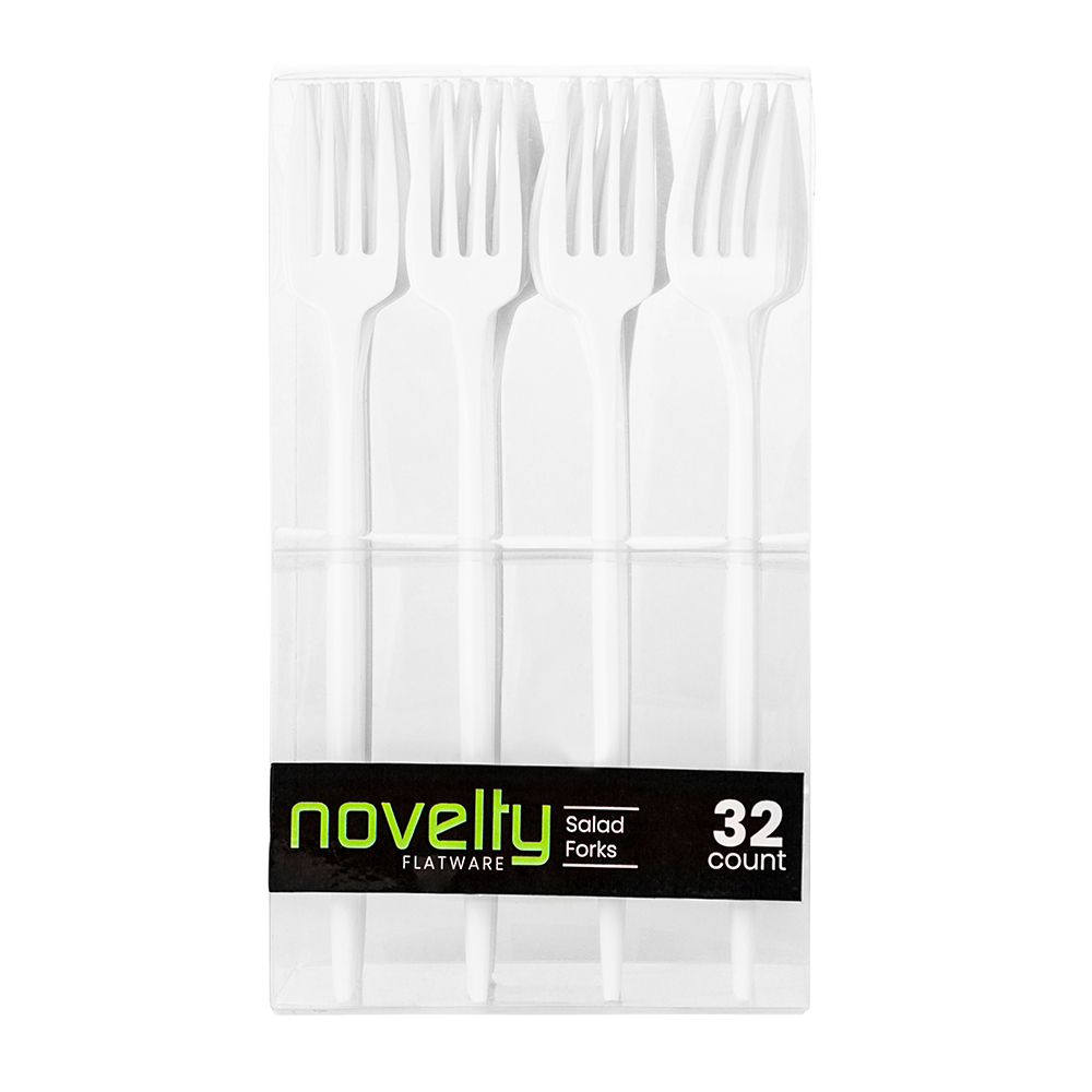 NOVELTY FLATWARE SALAD FORKS WHITE 12/32CT