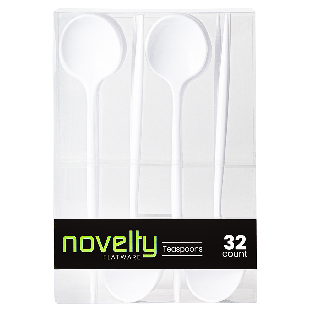 NOVELTY FLATWARE TEASPOONS WHITE 12/32CT