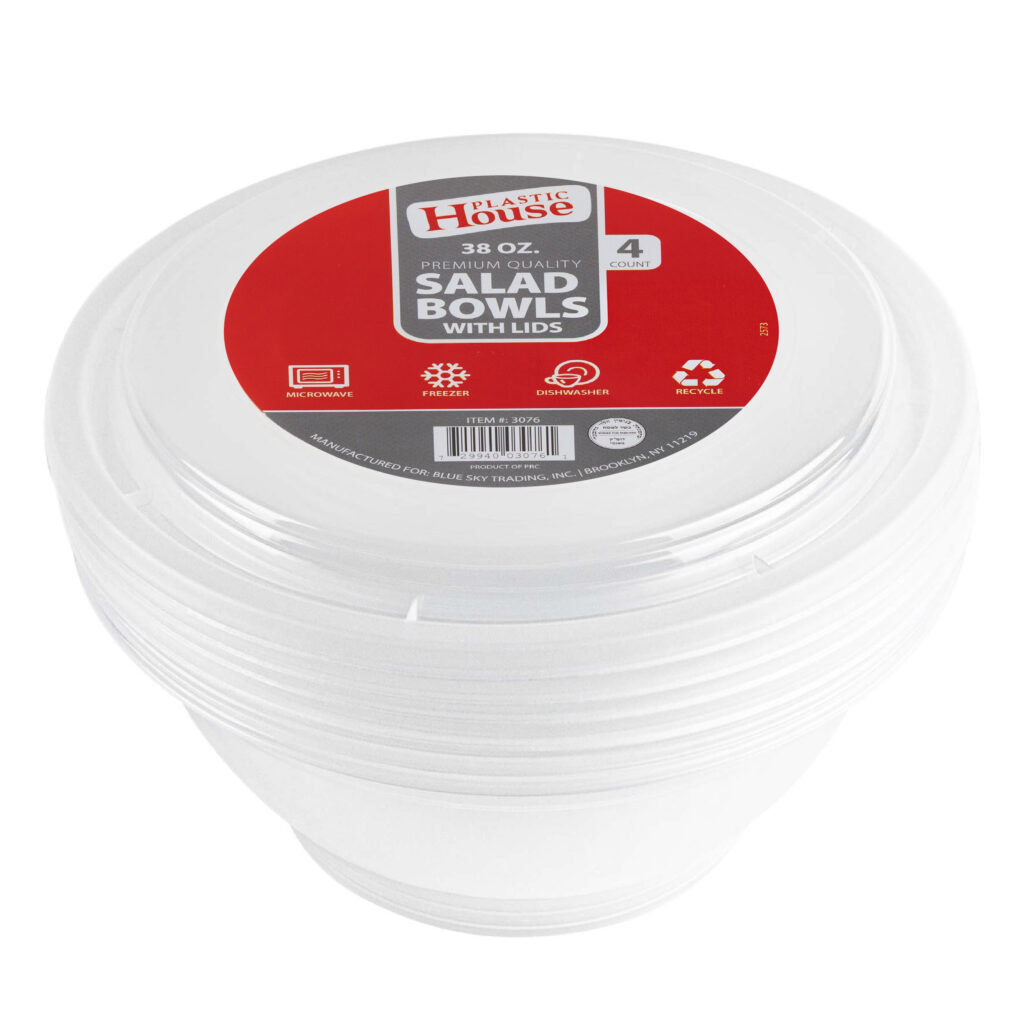 Bowl With Lids 38oz Clear (4 Count)
