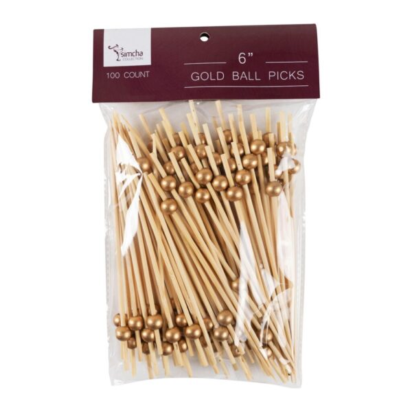 Bamboo Gold Ball Picks 6"