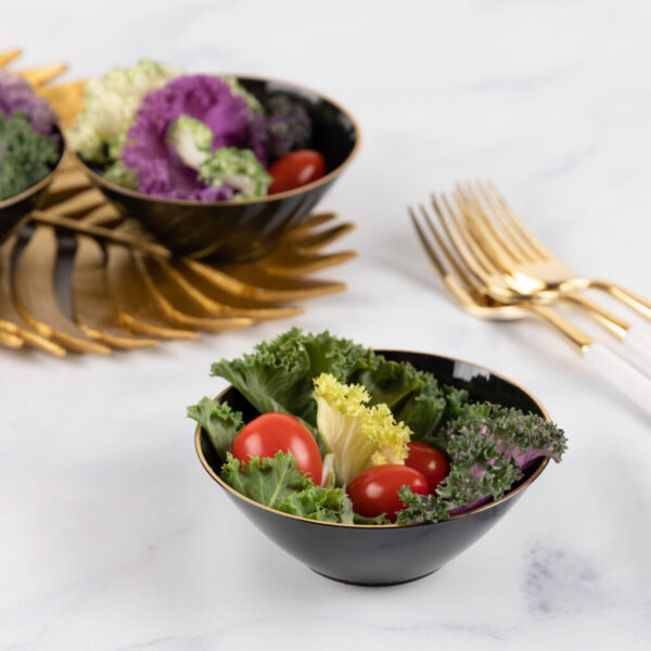 Alternative view of Organic Black Gold Rim Bowls 6 oz (10 count)