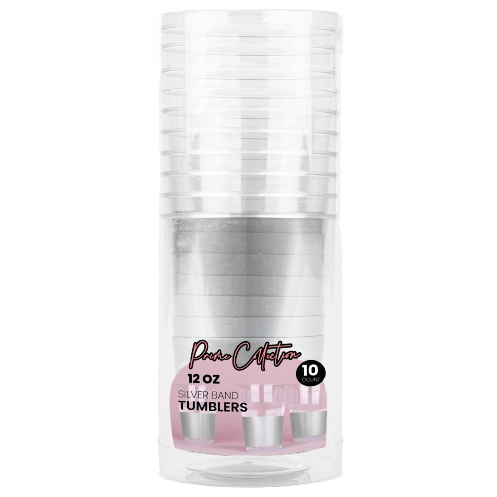 12oz Tumblers Prime Collection Clear/Silver Band - Image 3