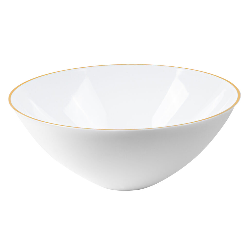 Organic Salad Bowl 112oz White/Gold Rim