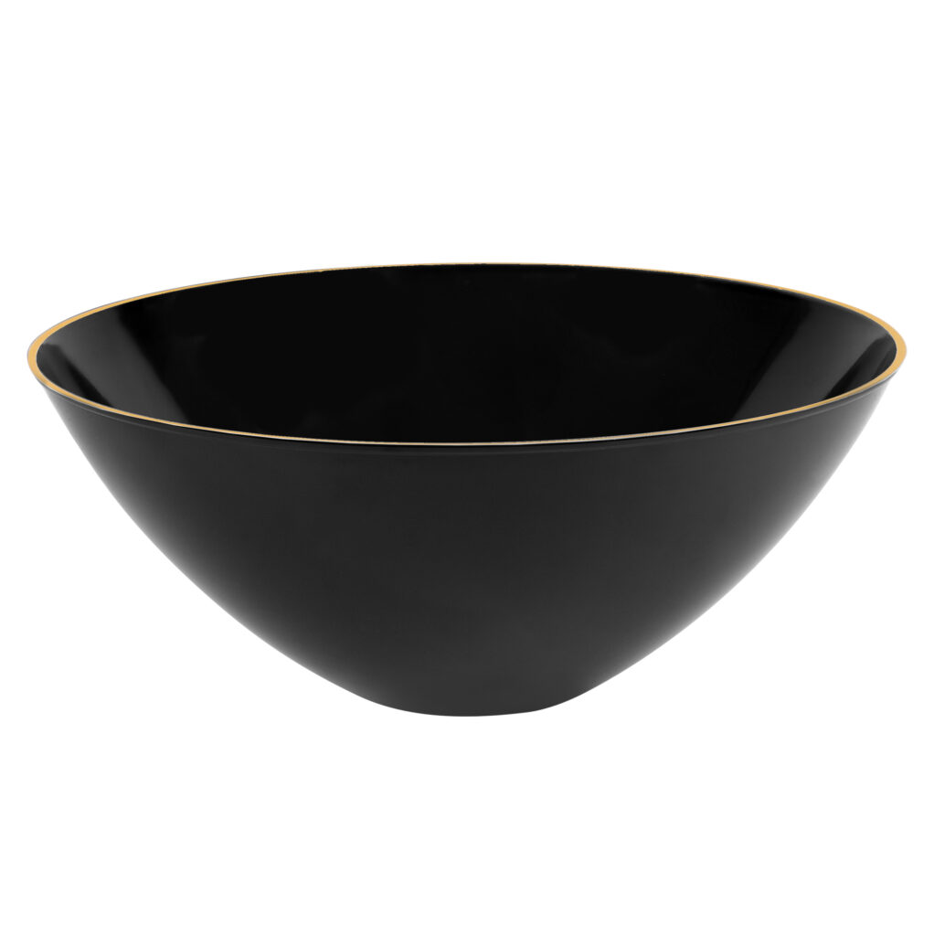 Organic Salad Bowl 112oz Black/Gold Rim