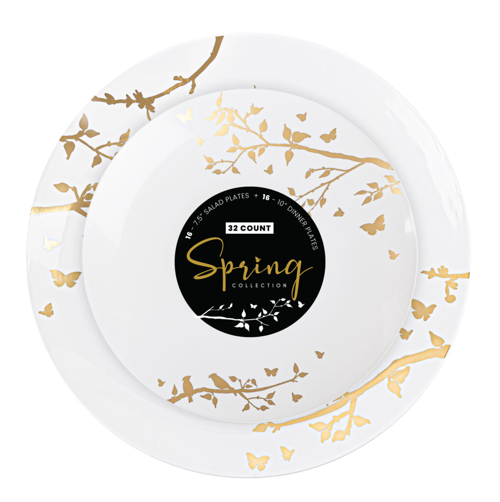 Spring Plates Gold Combo 7.5" & 10" (32 Count)