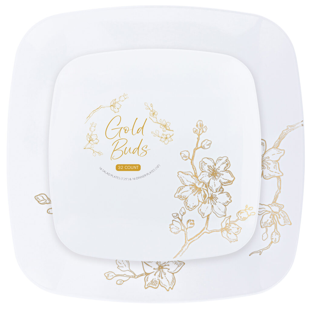 Gold Buds Plates Combo 7.25" & 10" (32 Count)