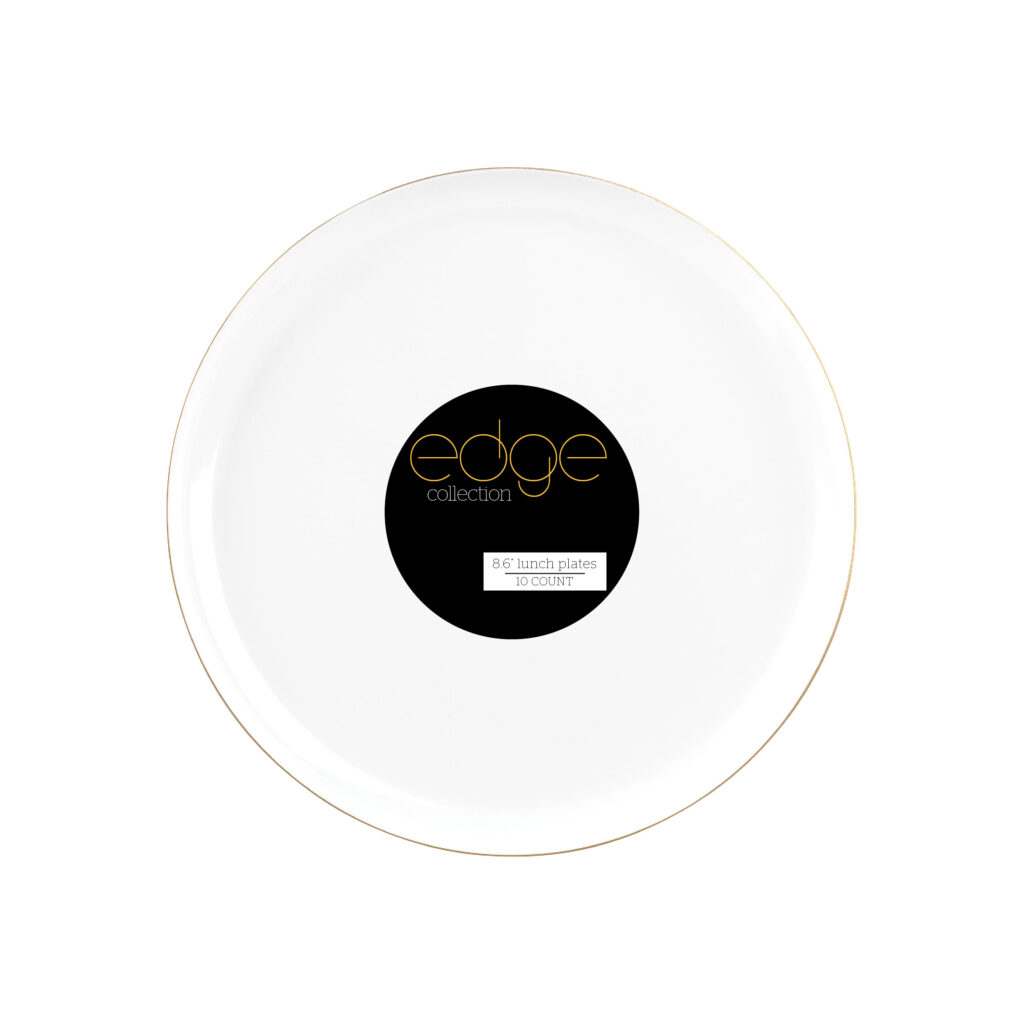 Edge 8.6" Plates White Gold Rim (10 Count)