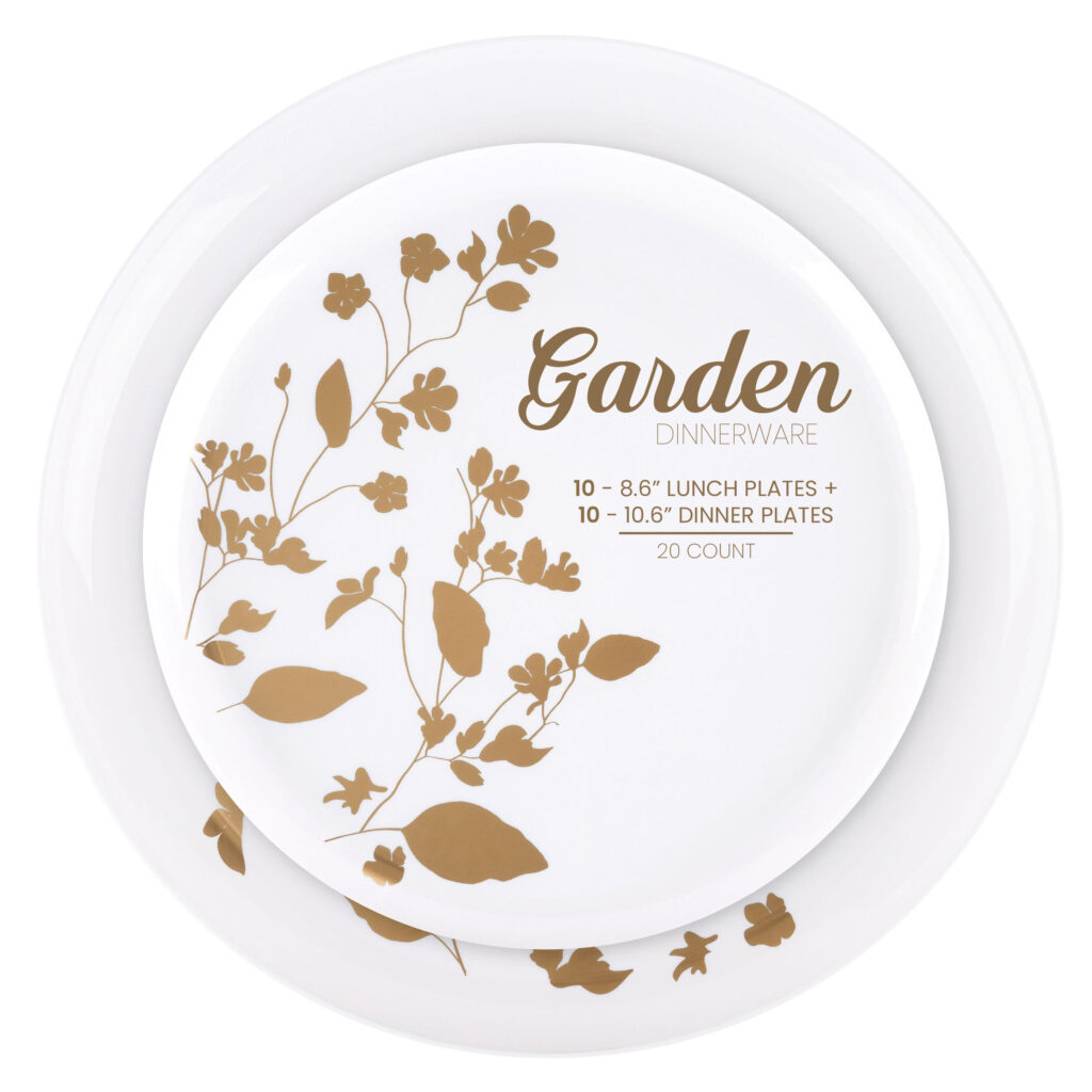 Garden Plates Combo 8.6" & 10.6" Gold (20 Count)