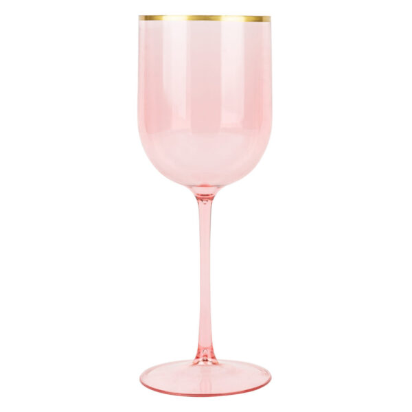 Wine Glasses Pink Gold Rim (5 Count)