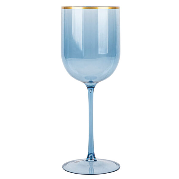 Wine Glasses Blue Gold Rim (5 Count)