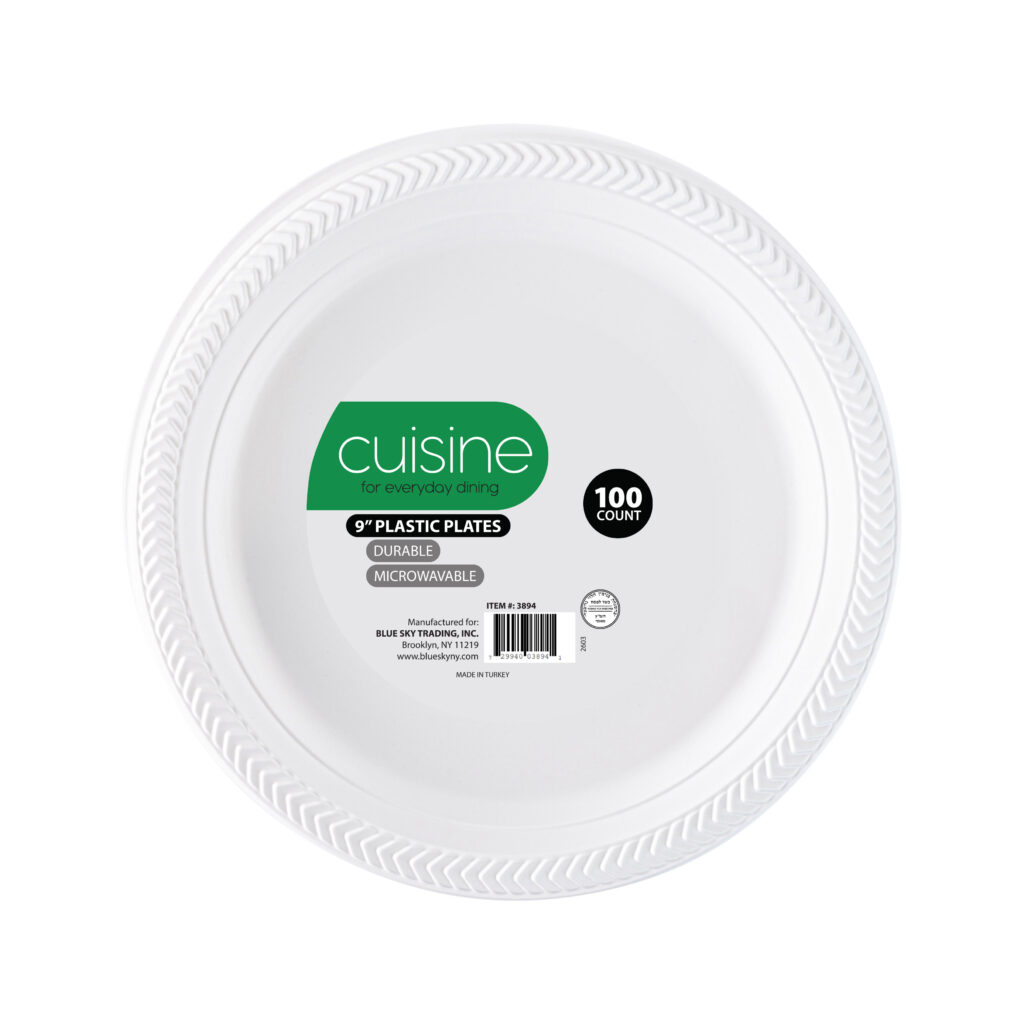 Cuisine Plastic 9" Plates White (100 Count)