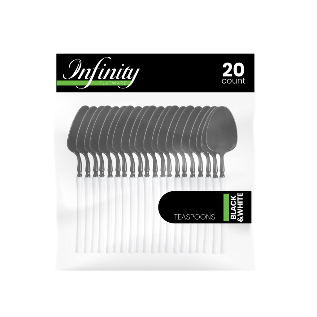 Infinity Flatware Black/White Teaspoons (20 Count)