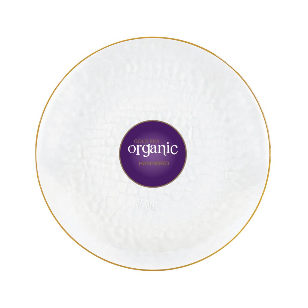 Organic Hammered Clear Gold Rim 9" Plates (10 Count)