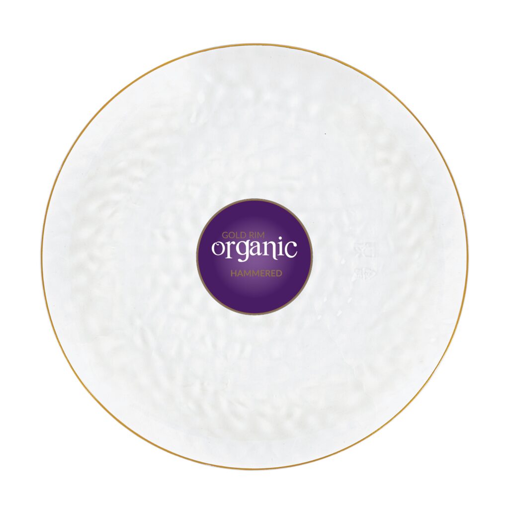Organic Hammered Clear Gold Rim 10" Plates (10 Count)