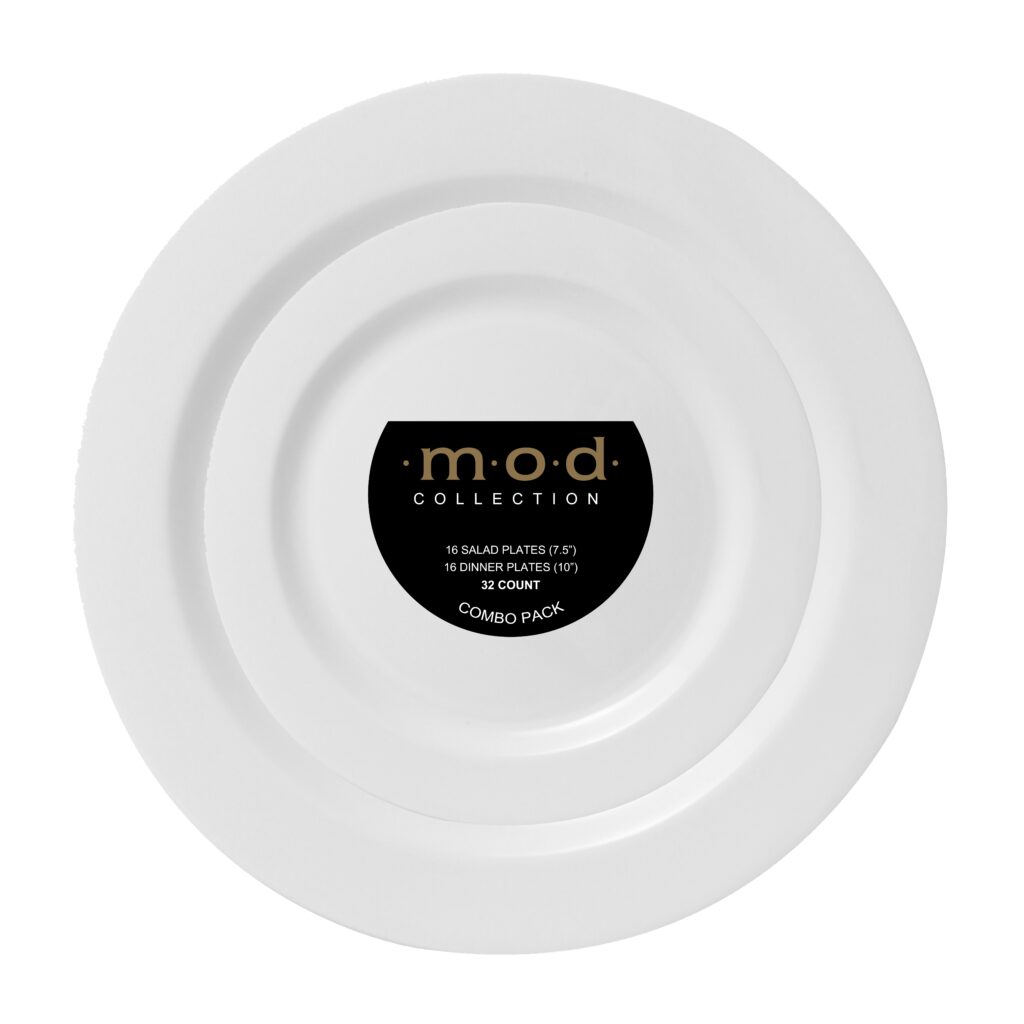 Mod Round Collection Combo White 7.5" & 10.25" Plates (32 Count)