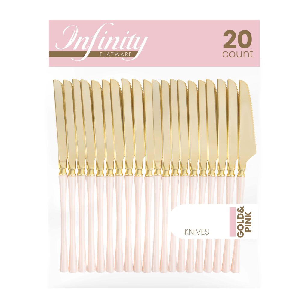 Infinity Flatware Pink/Gold Knives (20 Count)