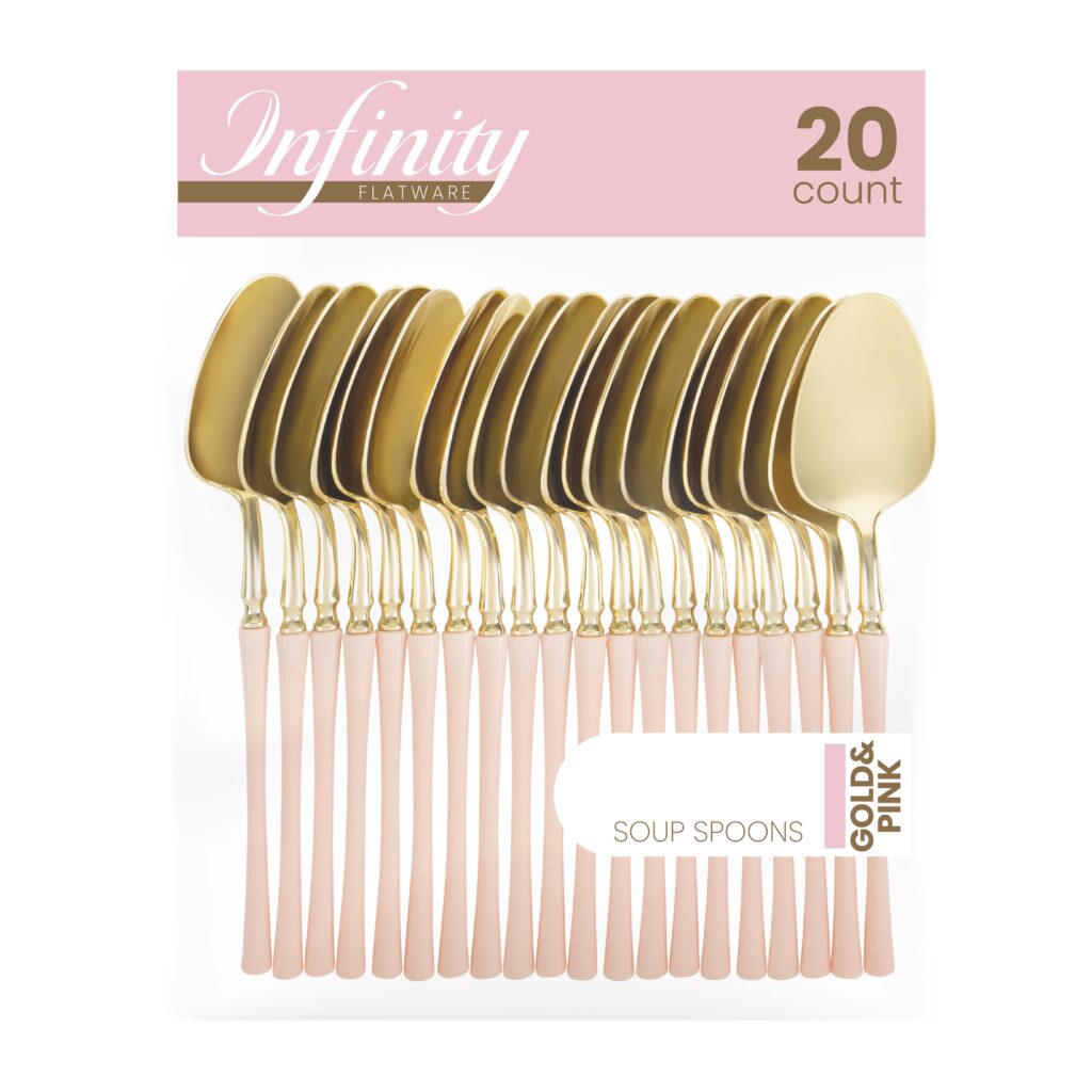 Infinity Flatware Pink/Gold Soup Spoons (20 Count)