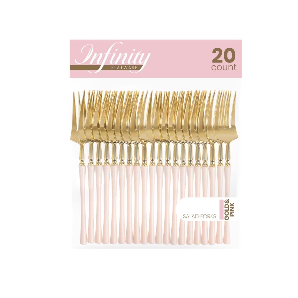 Infinity Flatware Pink/Gold Salad Forks (20 Count)