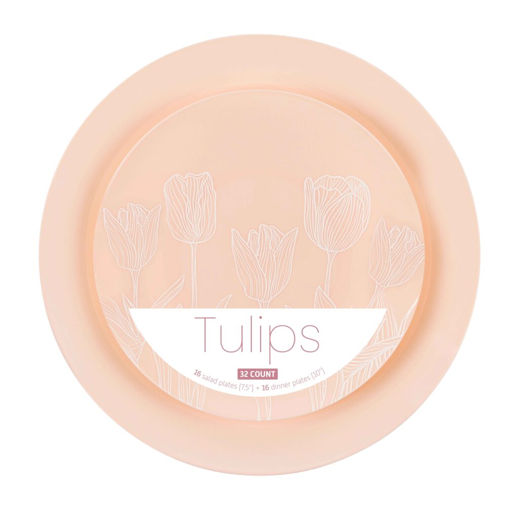 Tulip Organic Pink/White Combo 7.5" & 10" Plates (32 Count)
