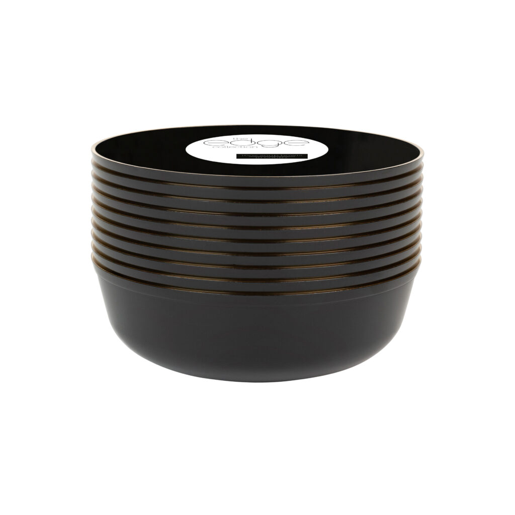 Edge 16 oz Bowls Black Gold Rim (10 count)
