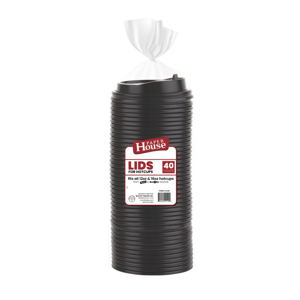Lids for Hot Cups Black 12 oz & 16 oz (40 Count)