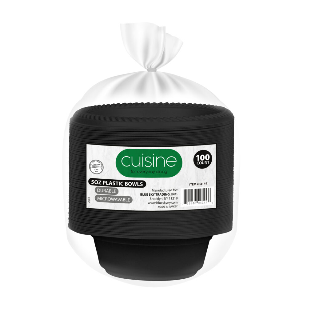 Cuisine Plastic 5oz Bowls Black (100 Count)