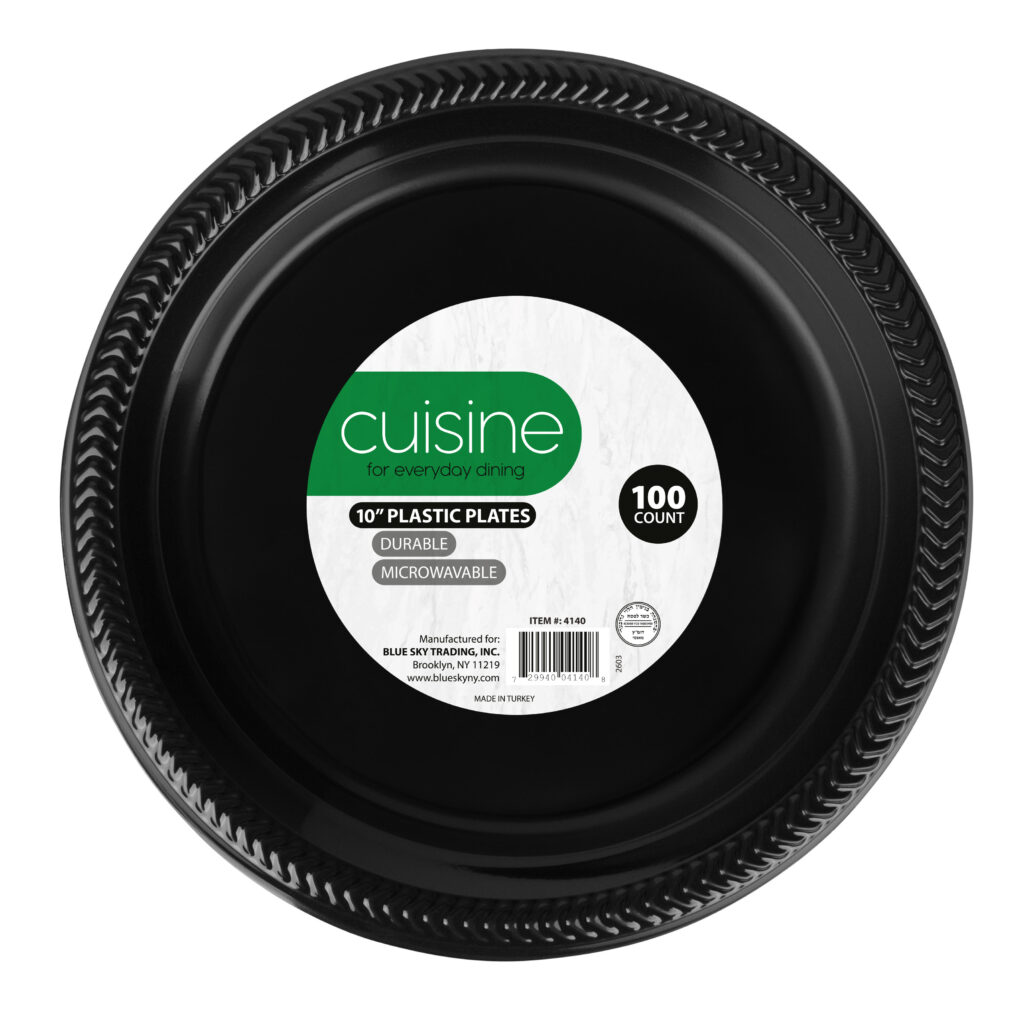 Cuisine Plastic 10" Plates Black (100 Count)