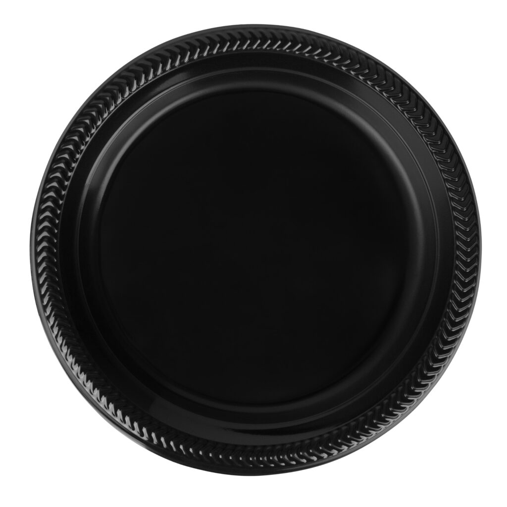 Cuisine Plastic 10" Plates Black (100 Count) - Image 2