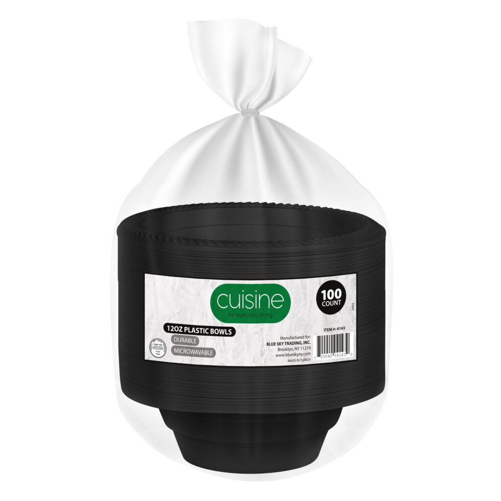 Cuisine Plastic 12oz Bowls Black (100 Count)