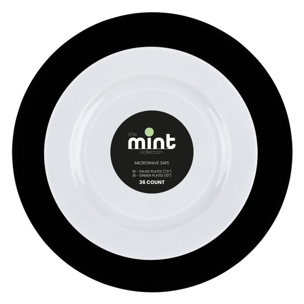 Mint Collection Combo White 7.5" & Black 10" Plates (36 Count)