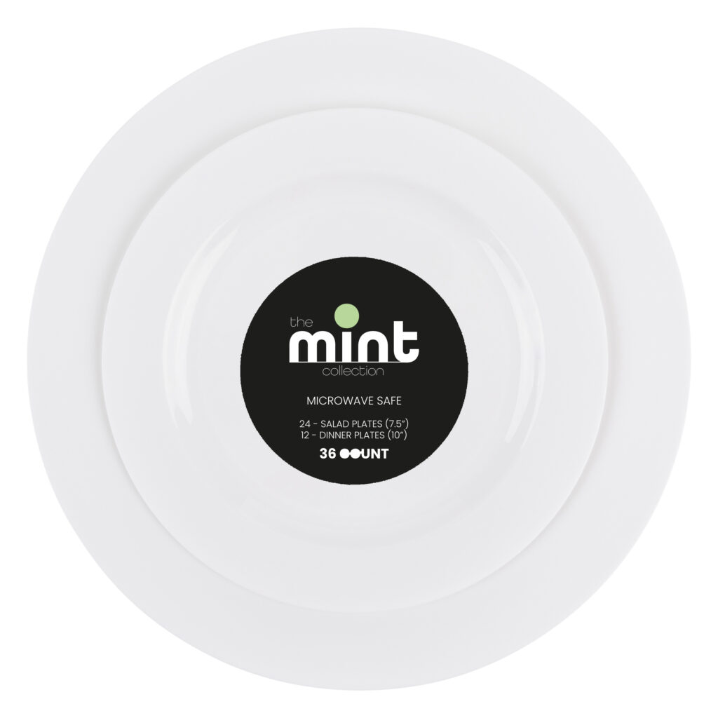 Mint Collection Combo White 7.5" & 10" Plates (36 Count- 24 Count 7.5" & 12 Count 10")